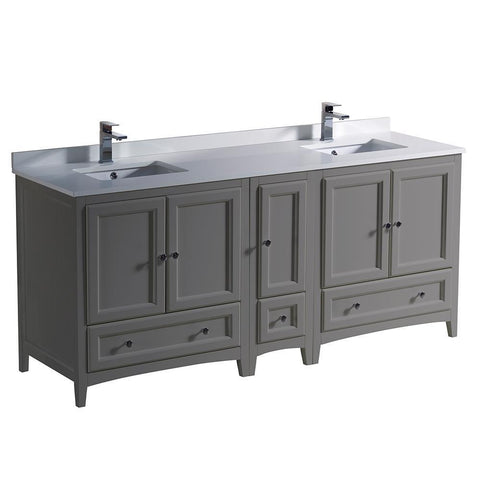 Image of Fresca Oxford 72" Traditional Double Sink Bathroom Cabinets FCB20-301230GR-CWH-U
