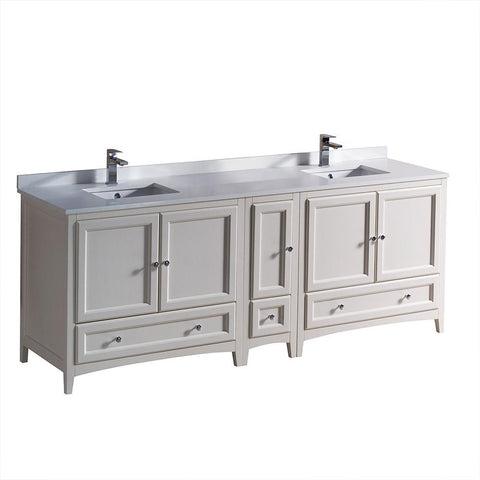 Image of Fresca Oxford 84" Antique White Traditional Double Sink Bathroom Cabinets FCB20-361236AW-CWH-U