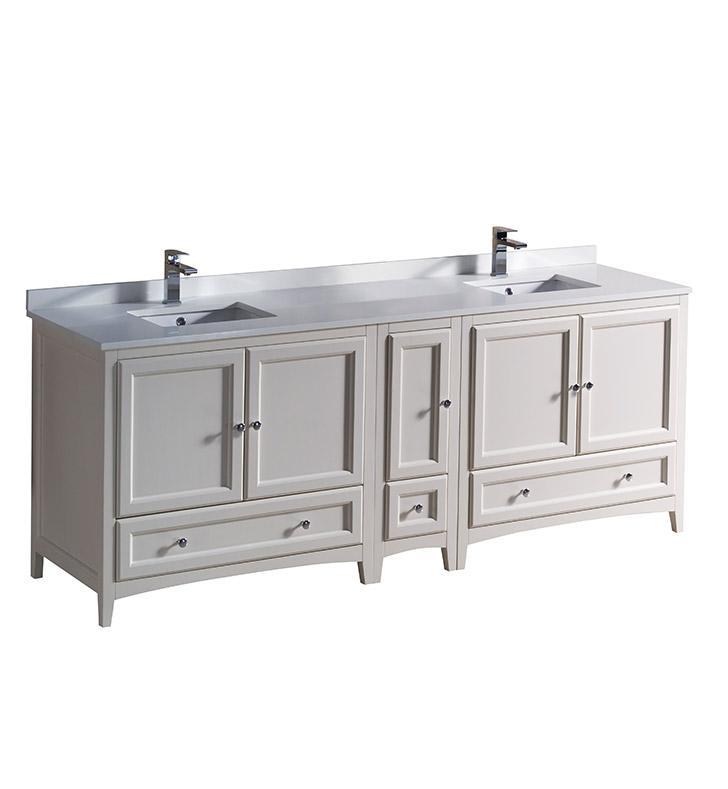 Fresca Oxford 84" Antique White Traditional Double Sink Bathroom Cabinets FCB20-361236AW-CWH-U