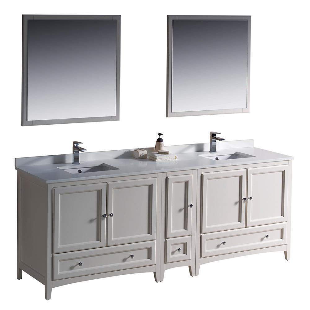 Fresca Oxford 84" Double Sink Vanity FVN20-361236AW-FFT1030BN