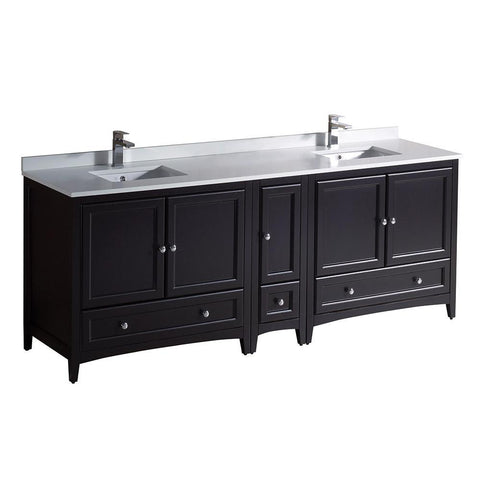 Image of Fresca Oxford 84" Espresso Traditional Double Sink Bathroom Cabinets FCB20-361236ES-CWH-U