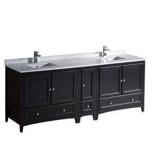 Fresca Oxford 84" Espresso Traditional Double Sink Bathroom Cabinets FCB20-361236ES-CWH-U