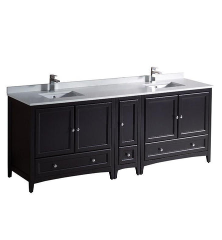 Image of Fresca Oxford 84" Espresso Traditional Double Sink Bathroom Cabinets FCB20-361236ES-CWH-U