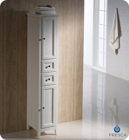 Image of Fresca Oxford Antique White Tall Bathroom Linen Cabinet FST2060AW