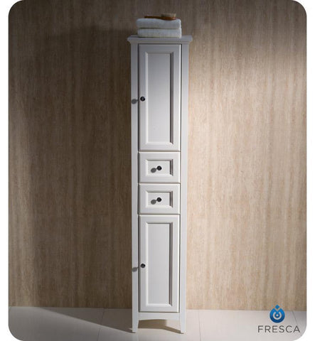 Image of Fresca Oxford Antique White Tall Bathroom Linen Cabinet FST2060AW