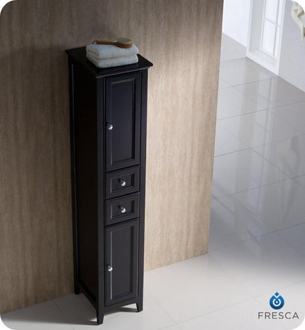 Image of Fresca Oxford Espresso Tall Bathroom Linen Cabinet FST2060ES