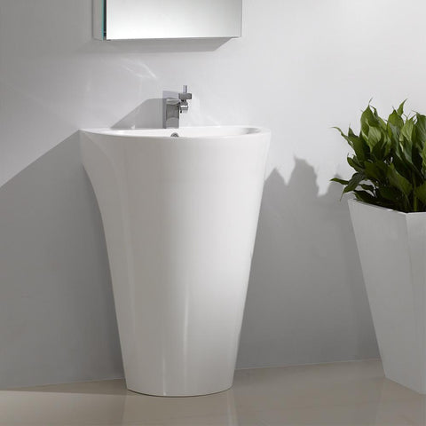 Image of Fresca Parma 24" White Pedestal Sink w/ Medicine Cabinet