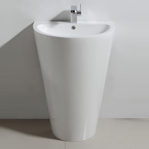 Image of Fresca Parma 24" White Pedestal Sink w/ Medicine Cabinet