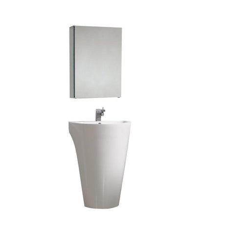Image of Fresca Parma 24" White Pedestal Sink w/ Medicine Cabinet FVN5023WH-FFT1030BN