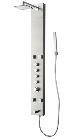 Image of Fresca Pavia Stainless Steel (Brushed Silver) Thermostatic Shower Massage Panel FSP8001BS