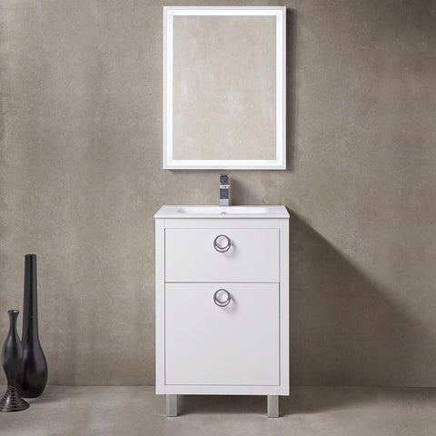 Image of Fresca Platinum Due 24" Glossy White Bathroom Vanity FPVN7824WH-FFT1030BN