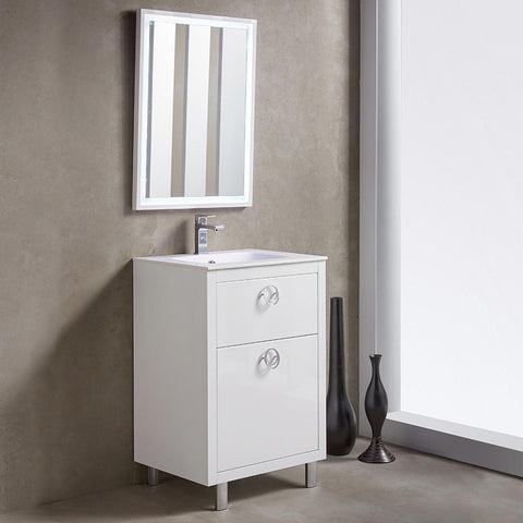 Image of Fresca Platinum Due 24" Glossy White Bathroom Vanity FPVN7824WH-FFT1030BN