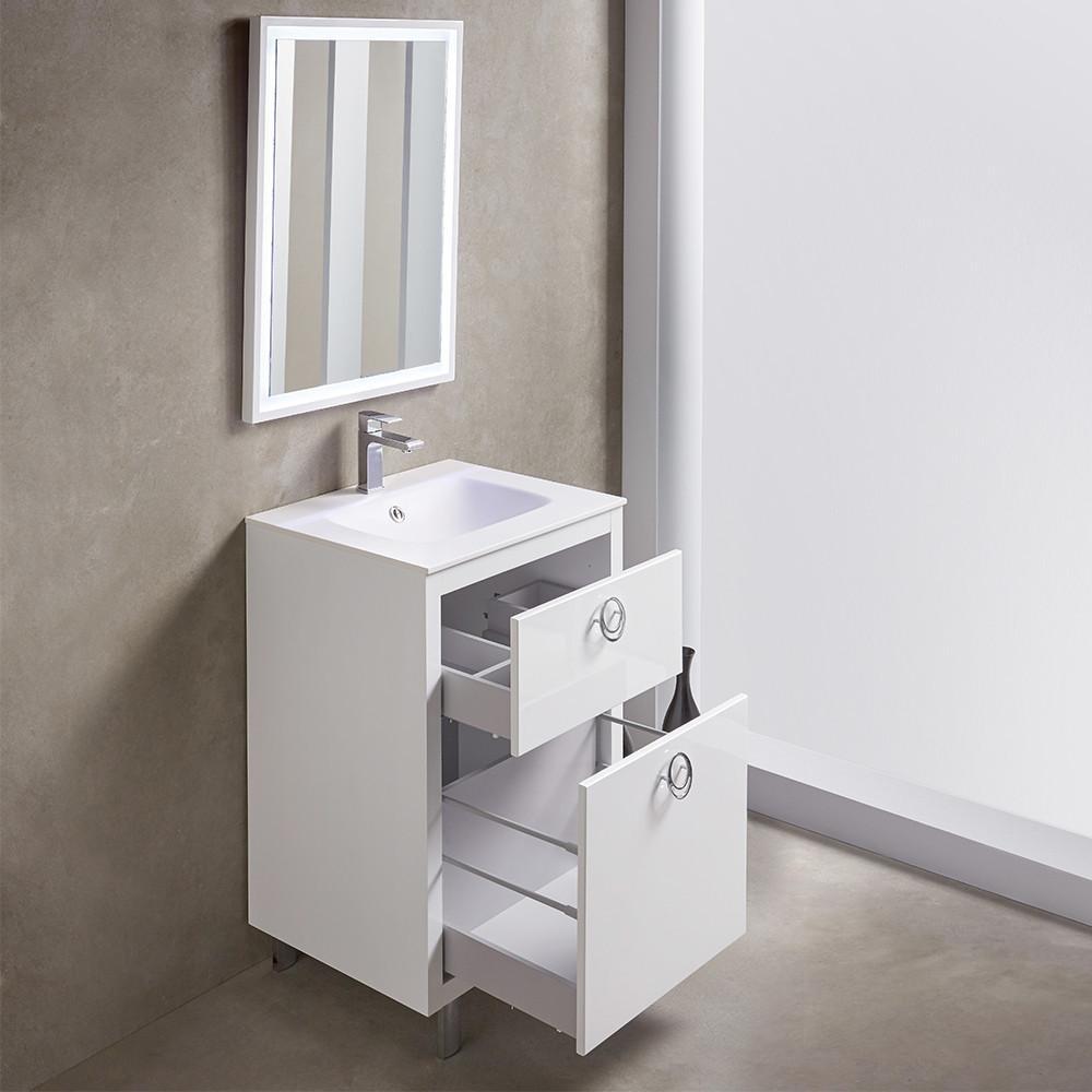 Fresca Platinum Due 24" Glossy White Bathroom Vanity FPVN7824WH-FFT1030BN