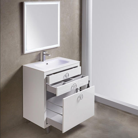 Image of Fresca Platinum Due 32" Glossy White Bathroom Vanity FPVN7832WH-FFT1030BN