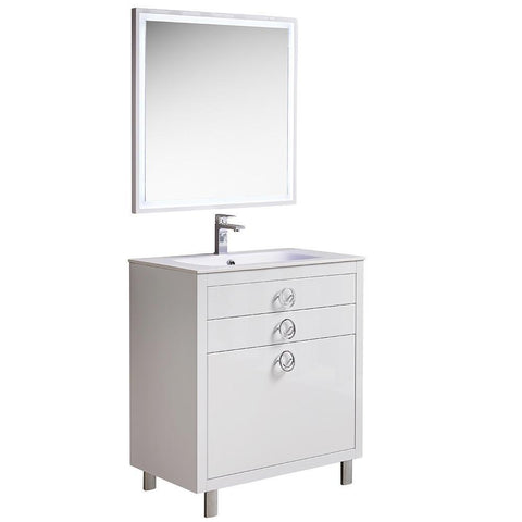 Image of Fresca Platinum Due 32" Glossy White Bathroom Vanity FPVN7832WH-FFT1030BN