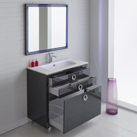 Image of Fresca Platinum Due 36" Glossy Cobalt Bathroom Vanity FPVN7836CB-FFT1030BN