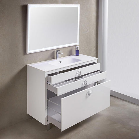 Image of Fresca Platinum Due 48" Glossy White Bathroom Vanity FPVN7848WH-FFT1030BN