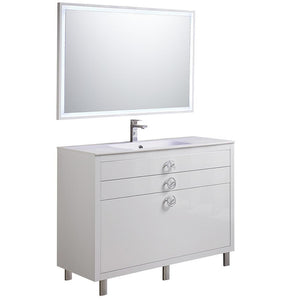 Fresca Platinum Due 48" Glossy White Bathroom Vanity FPVN7848WH-FFT1030BN