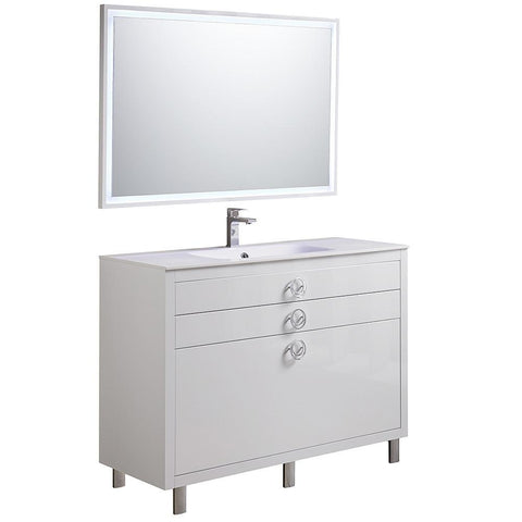 Image of Fresca Platinum Due 48" Glossy White Bathroom Vanity FPVN7848WH-FFT1030BN