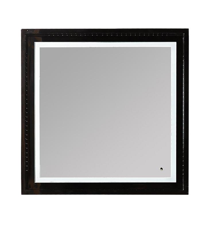 Fresca Platinum Wave 24" Glossy Black Bathroom Mirror w/ LED Lighting FPMR7624BL