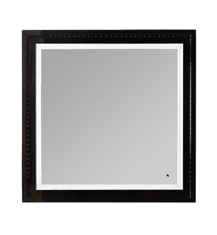 Image of Fresca Platinum Wave 24" Glossy Black Bathroom Mirror w/ LED Lighting FPMR7624BL