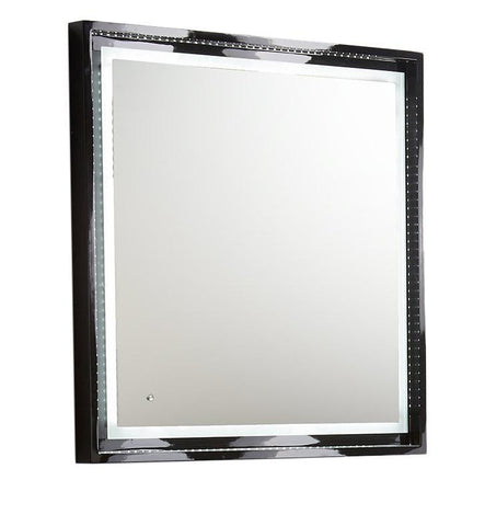 Image of Fresca Platinum Wave 32" Glossy Black Bathroom Mirror w/ LED Lighting FPMR7630BL