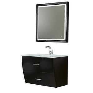 Fresca Platinum Wave 32" Glossy Black Modern Bathroom Vanity FPVN7630BL-FFT1030BN