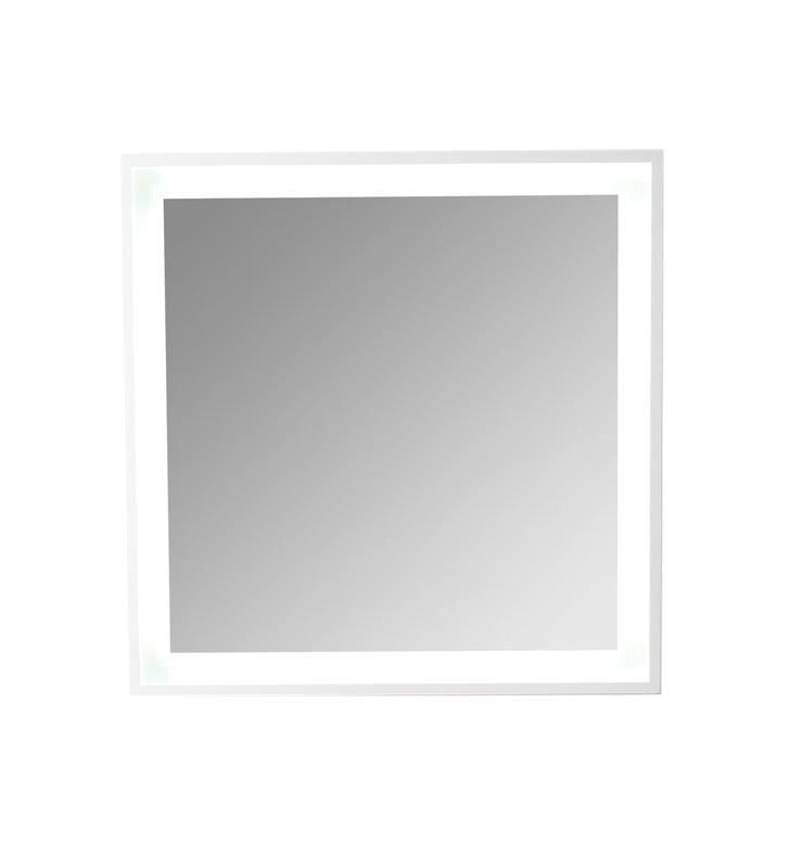 Fresca Platinum Wave 32" Glossy White Bathroom Mirror w/ LED Lighting FPMR7564WH