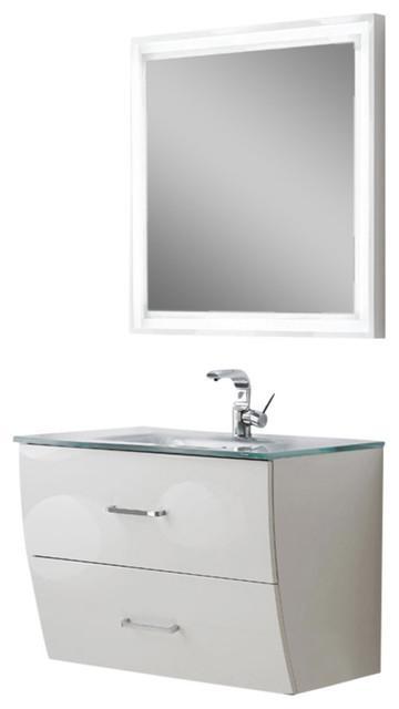 Fresca Platinum Wave 32" Glossy White Modern Bathroom Vanity FPVN7630WH-FFT1030BN