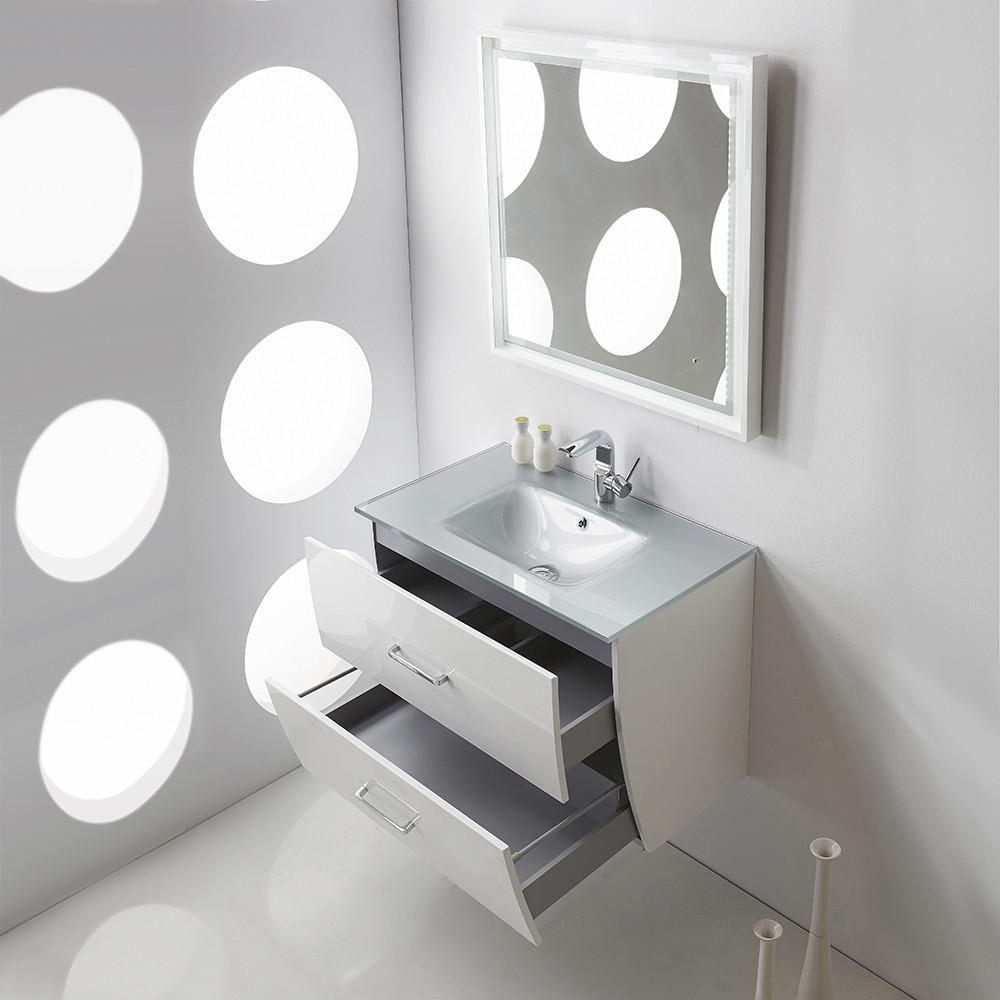 Fresca Platinum Wave 32" Glossy White Modern Bathroom Vanity FPVN7630WH-FFT1030BN