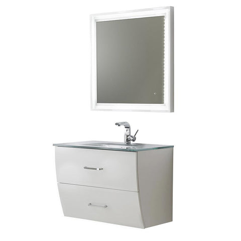 Image of Fresca Platinum Wave 32" Glossy White Modern Bathroom Vanity FPVN7630WH-FFT1030BN