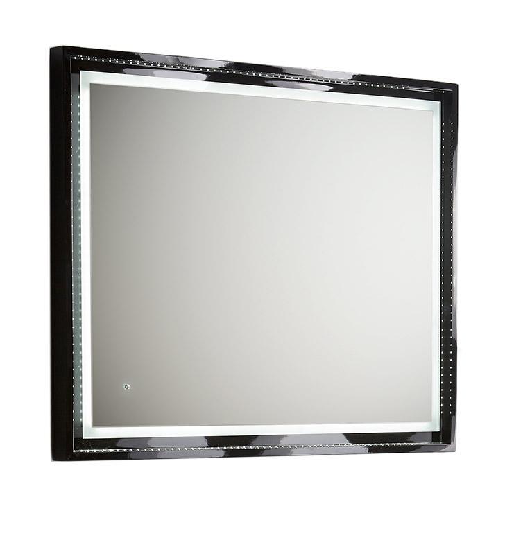 Fresca Platinum Wave 40" Glossy Black Bathroom Mirror w/ LED Lighting FPMR7640BL