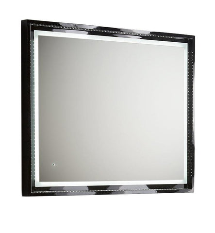 Image of Fresca Platinum Wave 40" Glossy Black Bathroom Mirror w/ LED Lighting FPMR7640BL