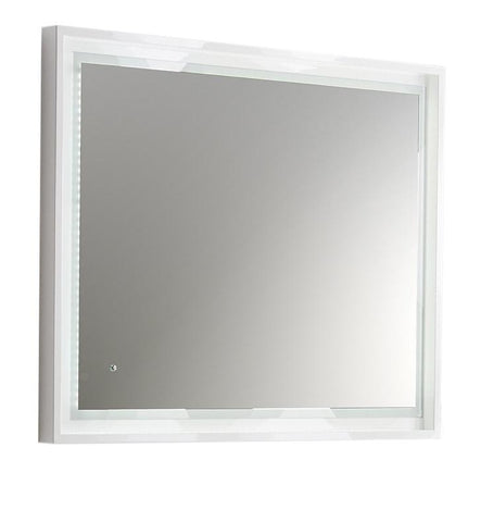 Fresca Platinum Wave 40" Glossy White Bathroom Mirror w/ LED Lighting FPMR7640WH