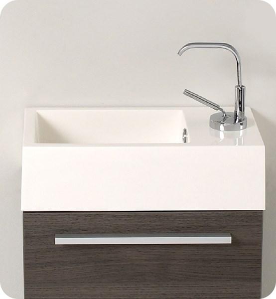 Fresca Pulito 16" Small Gray Oak Modern Bathroom Vanity w/ Integrated Sink | FCB8002GO-I