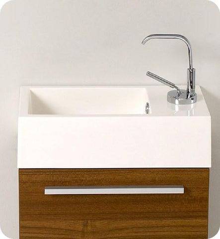 Image of Fresca Pulito 16" Small Teak Modern Bathroom Vanity w/ Integrated Sink | FCB8002TK-I