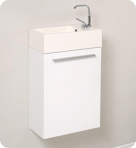 Image of Fresca Pulito 16" Small White Modern Bathroom Vanity w/ Integrated Sink | FCB8002WH-I