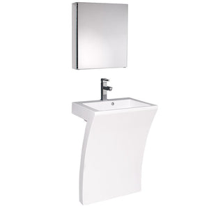 Fresca Quadro 23" White Pedestal Sink w/ Medicine Cabinet