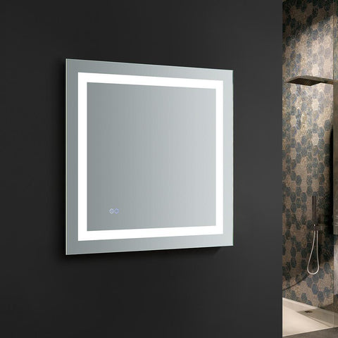 Image of Fresca Santo 30" Wide x 30" Tall Bathroom Mirror w/ LED Lighting FMR023030