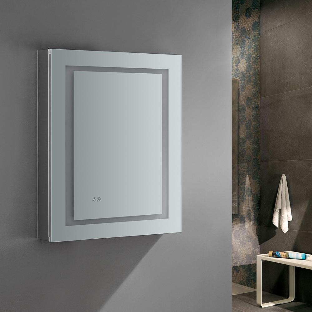 Fresca Spazio 24" Wide x 30" Tall Bathroom Medicine Cabinet w/ LED ...