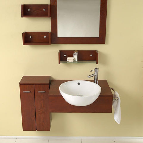 Image of Fresca Stile 26" Single Bathroom Vanity w/ Mirror FVN3520-FFT1030BN