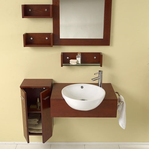 Image of Fresca Stile 26" Single Bathroom Vanity w/ Mirror FVN3520-FFT1030BN