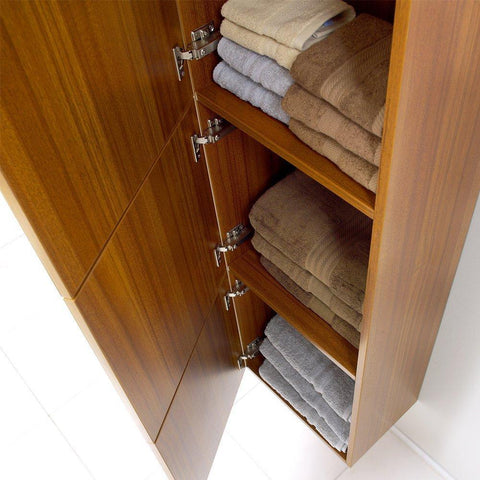 Image of Fresca Teak Bathroom Linen Side Cabinet w/ 3 Large Storage Areas FST8090TK