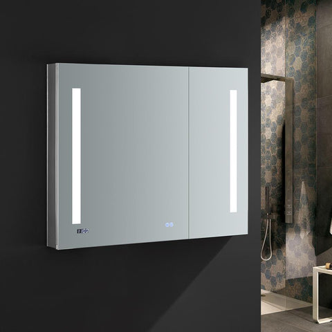 Image of Fresca Tiempo 36" Wide x 30" Tall Bathroom Medicine Cabinet w/ LED Lighting FMC013630