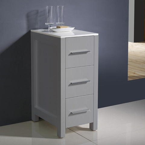 Image of Fresca Torino 12" Gray Bathroom Linen Side Cabinet FST6212GR