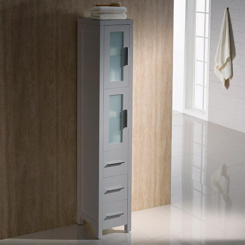 Image of Fresca Torino 12" Gray Tall Bathroom Linen Side Cabinet FST6260GR