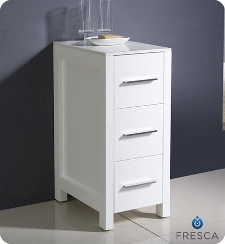 Fresca Torino 12" White Bathroom Linen Side Cabinet FST6212WH