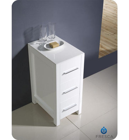 Image of Fresca Torino 12" White Bathroom Linen Side Cabinet FST6212WH
