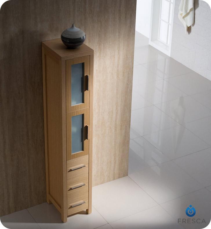 Fresca Torino Light Oak Tall Bathroom Linen Side Cabinet FST6260LO