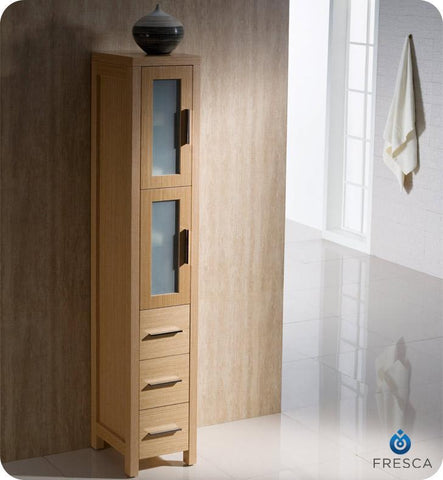 Image of Fresca Torino Light Oak Tall Bathroom Linen Side Cabinet FST6260LO